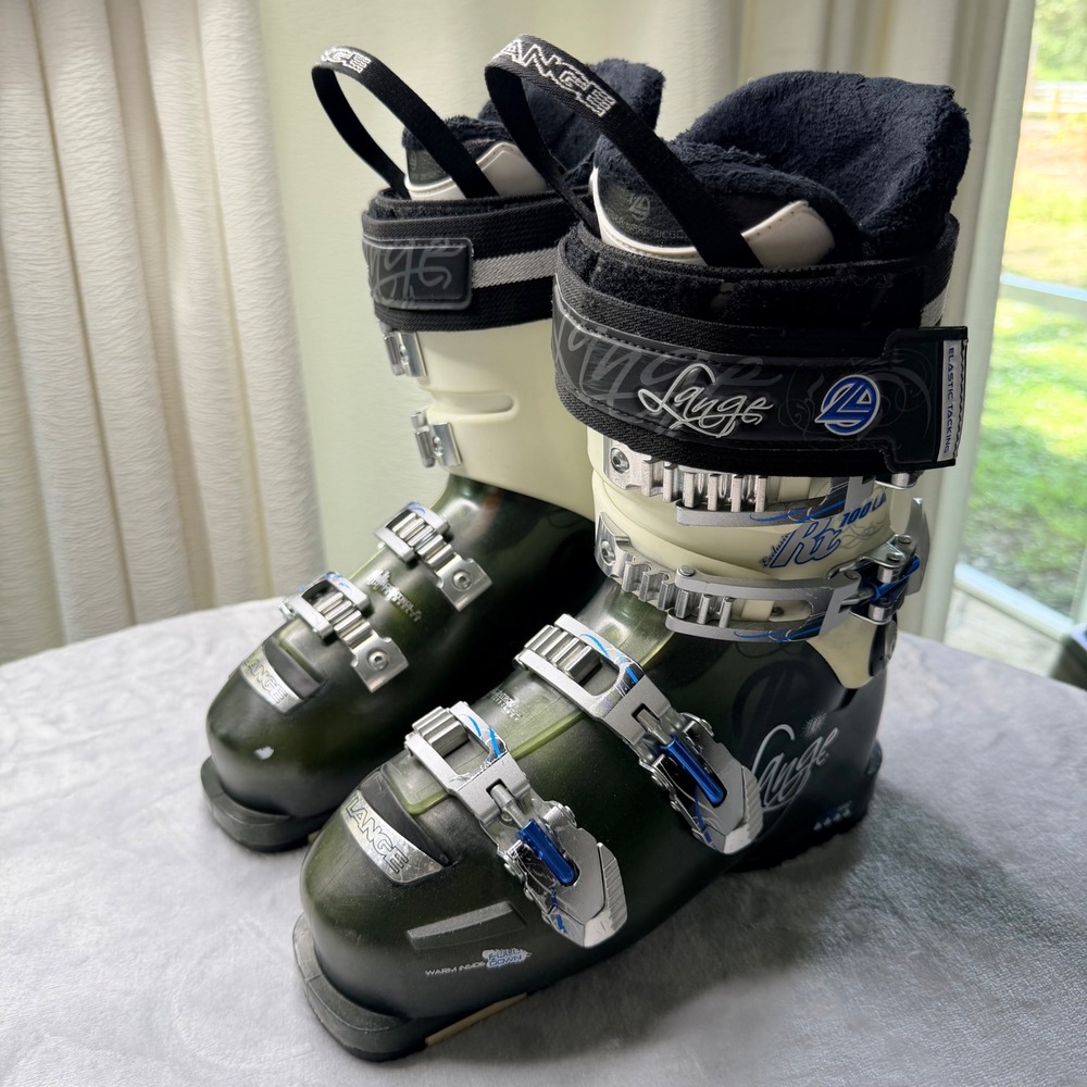 Lange RX 100 LV Womens Ski Boots Green White Size 23.5 276mm